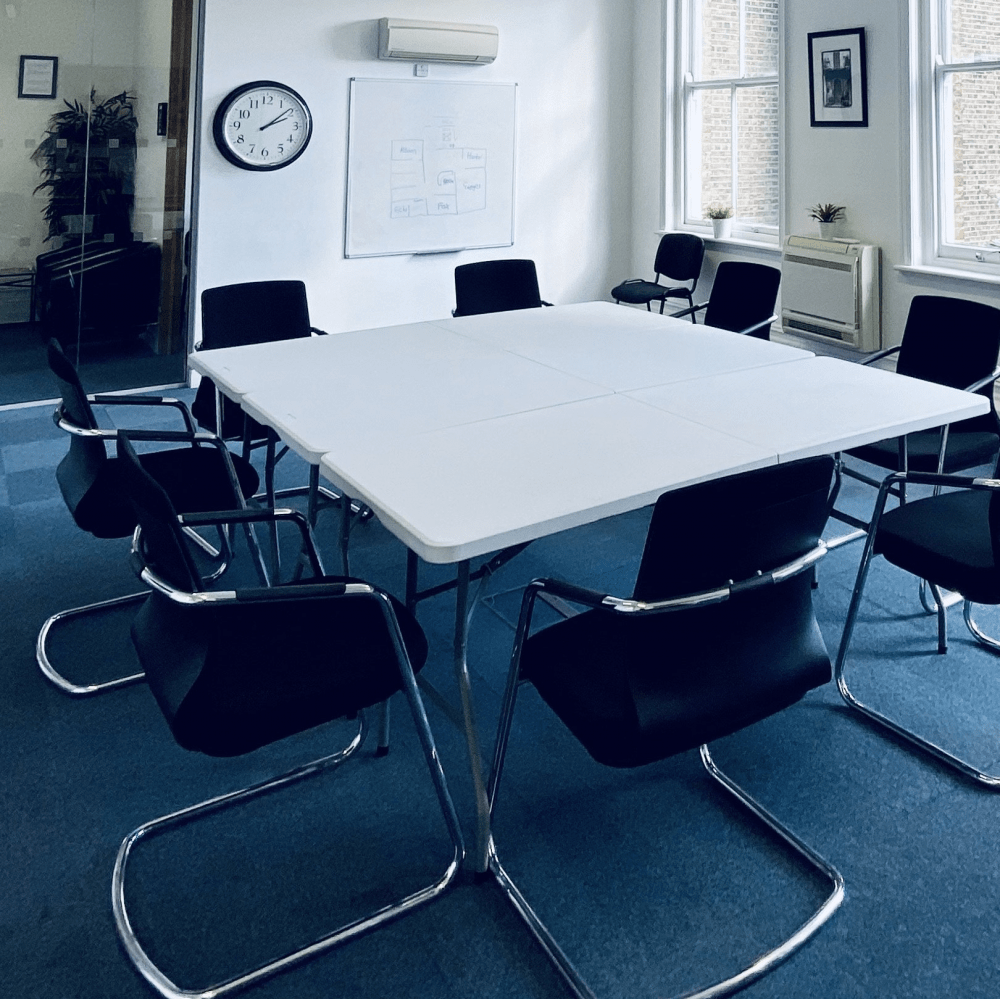 Board room meeting room modern blue chairs